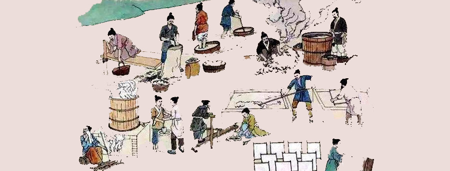 process_of_people_making_paper_in_old_hisotry
