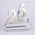 25th Anniversary Crystal with Clock