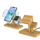 Bamboo Wood Three-In-One Magnetic Charging Stand