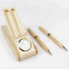 Multipurpose Wooden Pen and Pencil Stand with Quartz Clock