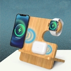 CustomizationBamboo And Wood Three-In-One Wireless Charging StandCorporate Gifts